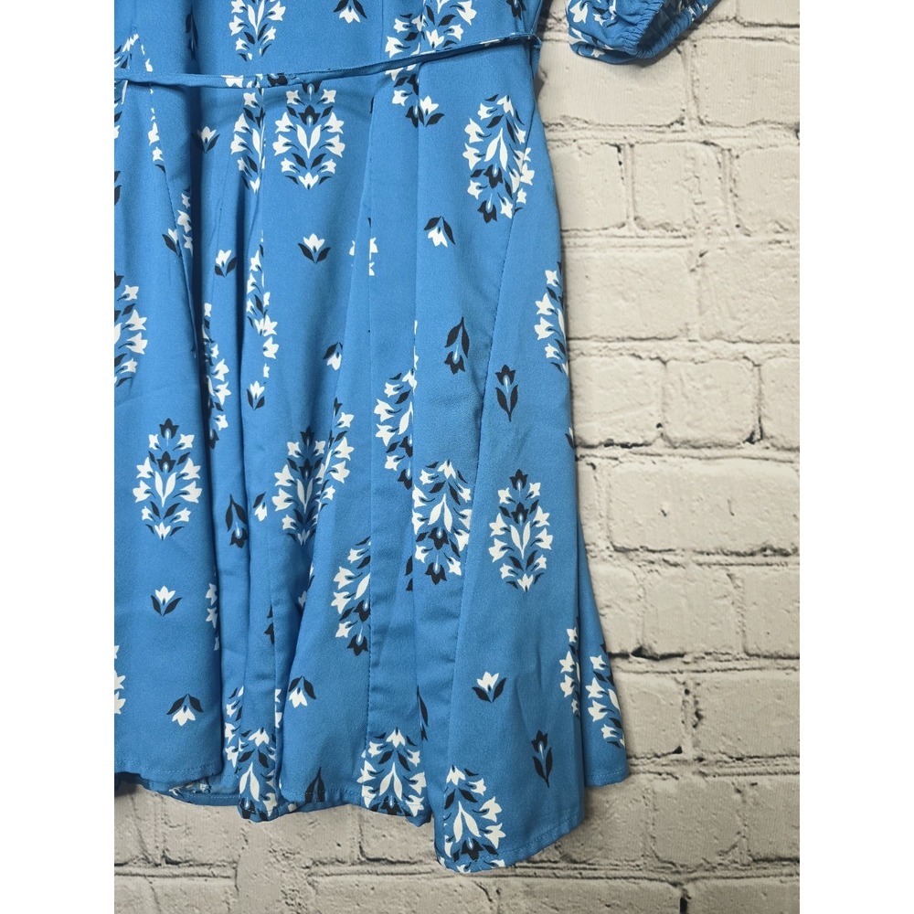 Ann Taylor Floral Summer Half Sleeve Shift Dress Size Large Petite Blue Vacation - Picture 5 of 11